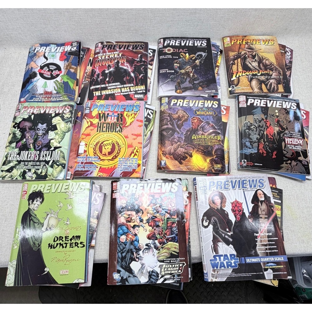 Diamond Previews Comic Catalog 2008 Lot of 11 Star Wars Marvel DC Hellboy WoW
